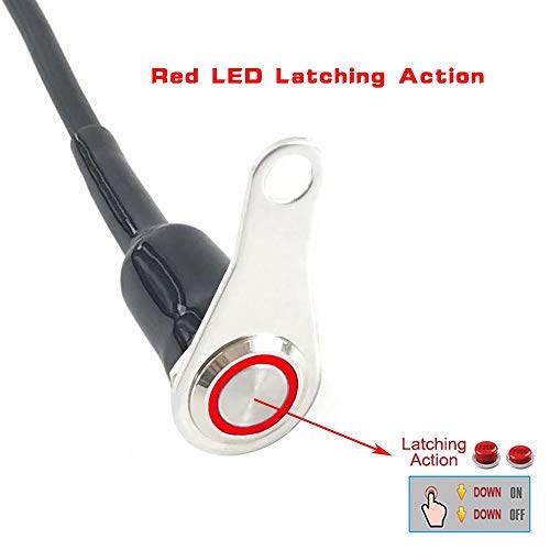 RAYANA Universal Stainless Steel LED Motorcycle Switch ON-Off Handlebar Adjustable Mount Waterproof Switches Button DC12V Fog Light (Color : A-red-Latching)