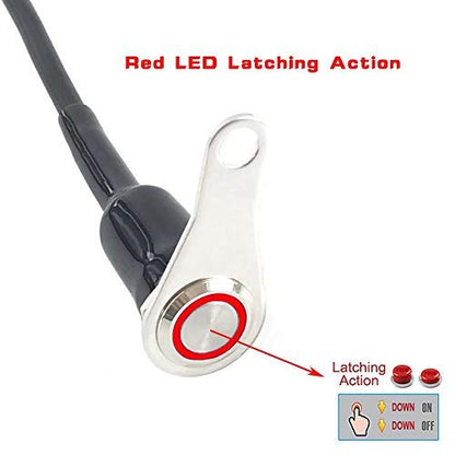 RAYANA Universal Stainless Steel LED Motorcycle Switch ON-Off Handlebar Adjustable Mount Waterproof Switches Button DC12V Fog Light (Color : A-red-Latching)
