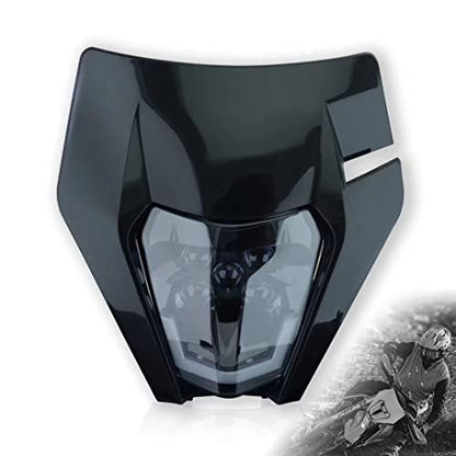 Headlight Head Lamp Light Fairing Mask Day Running Light For ATV Scooters Dirt Pit Bike Enduro (Black+Cold White DRL) - color: Black