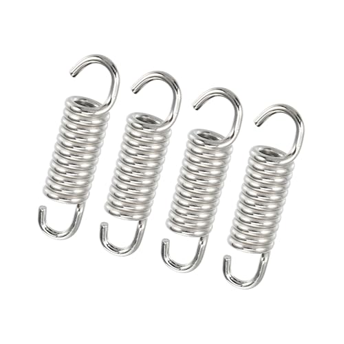 ACROPIX 4 Pcs 43mm 1.69" Motorcycle Muffler Exhaust Pipe Spring Universal Stainless Steel Silver Tone Car Parts