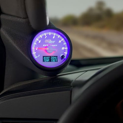GlowShift 3in1 White 1500F Pyrometer EGT w/Digital Boost & Temp Gauge Kit