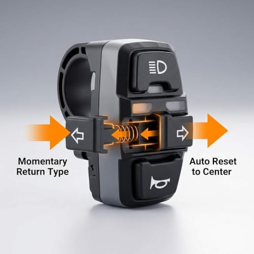 QWORK® 3 in 1 Motorcycle Handlebar Control Switch - Headlight, Turn Signal, Horn Mount on 22mm 7/8 Inch Handlebar for Motorbike, Electric Bike, E-Scooter