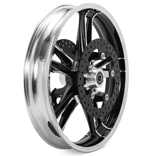 TOFR 21"x3.5" Enforcer Front Wheel Rim Tubeless For Harley 08-23 Touring - color: With Black Rotors, size: Natural Black Wheel