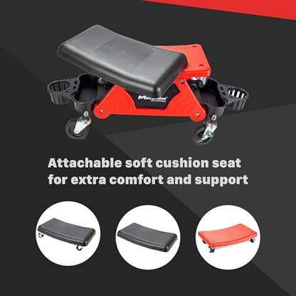Maxshine Detailing Mini Creeper with Cushion – Mobile Rolling Utility Creeper Seat for Mechanics & Car Detailers – Comfortable Low Profile Seat for Car Cleaning, Polishing, Coating & Waxing - size: Mini Creeper w/ Soft Cushion