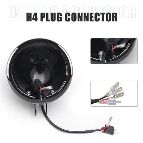 SKTYANTS 5.75 inch headlight housing backet with H4 Wiring Harness 5 3/4" 5.75 Inch headlight Bucket Housing Trim Ring for FXWG FXDWG FXST Motorcycle (Black) - color: Black