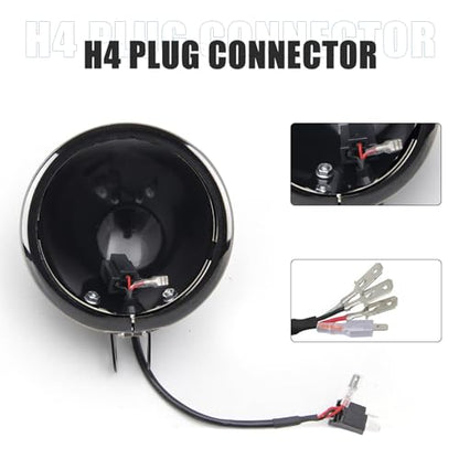 SKTYANTS 5.75 inch headlight housing backet with H4 Wiring Harness 5 3/4" 5.75 Inch headlight Bucket Housing Trim Ring for FXWG FXDWG FXST Motorcycle (Black) - color: Black
