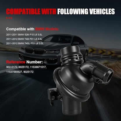 GAGN Engine Coolant Thermostat Housing Assembly Compatible with BMW F10 Series 528i 2011-2011,F01 Series 740i 2011-2012,740Li 2011-2012 3.0L,Replace for# 11538671517 11537580627 902-5172 - size: 902-5172