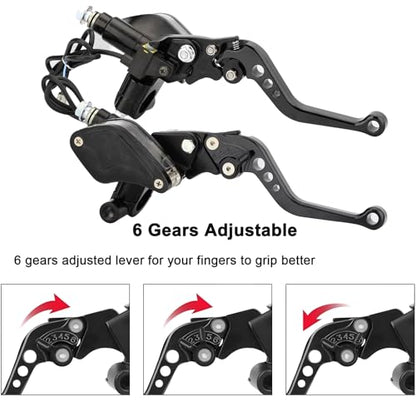 7/8" 22mm Motorcycle Brake Lever Clutch Master Cylinder Lever Set - color: Black