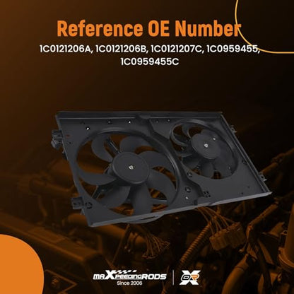 maXpeedingrods Radiator Condenser Cooling Fan Assembly for Volkswagen Beetle 1998-2006, 1C0121206A 1C0121206B 620-773 - size: 1C0121206A