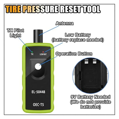 TPMS Relearn Tool, OEC-T5 EL-50448 Tire Pressure Monitor System Sensor Reset Tool, Programming Training Activation Tool for GM/Cadillac/Buick/Chevy Series Vehicles 2023 Edition - size: Green