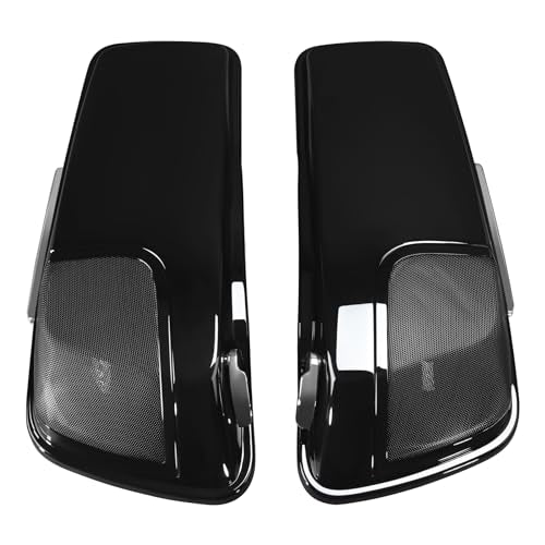 TCMT Hard Saddlebag W/ 5 x 7" Speaker Lids Fits For Harley 2014-2024 Touring Road King Road Street Electra Glide Ultra-Classic FLT FLHT FLHTCU FLHRC - color: Chrome Latches, size: Standard(5x7 Speaker Lid)