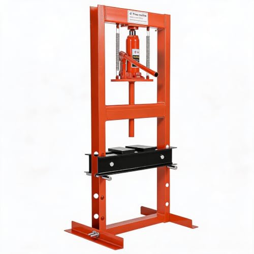 Heavy Duty 12 Ton Hydraulic H-Frame Shop Press, Adjustable Height - color: Orange|With Dust Cover|12T