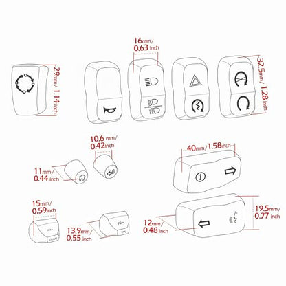 Plastic Motorcycle Switch Housing Button Caps Hand Control Switch Buttom Covers Fit for Harley Touring Electra Glide Street Glide Road King Ultra Limited FLHT FLHX FLHR 2014-2023