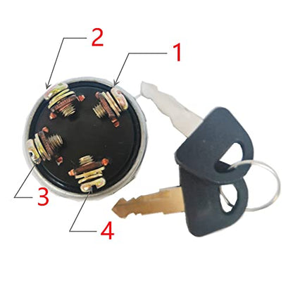 Ignition Starter Switch with 4 Position 4 Connection Terminal 2 Keys for Car, Moto, Tractor, Forklift, Truck, Scooter, Trailer, Agricultural,Modified Car Pit Quad Go Kart UTV Moped Buggy… - color: JK424 (4 Terminal )