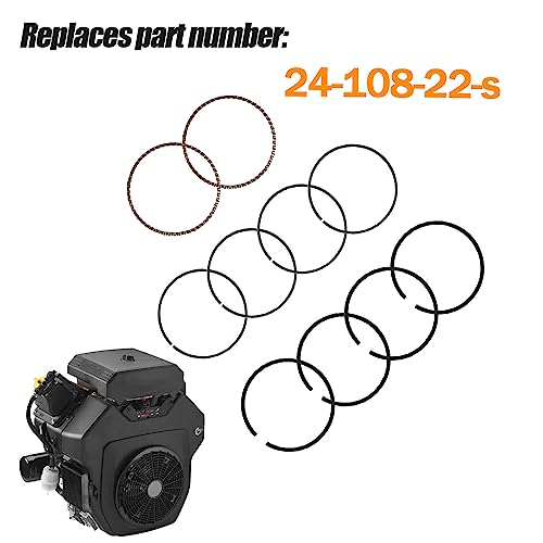 Piston Rings Replaces 24-108-22-s Fits for Kohler CH18-CH22 CV18-CV22 1.5mm Thick Top Ring Style A 77mm Standard Bore 24 108 22 2410822