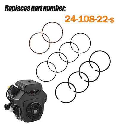 Piston Rings Replaces 24-108-22-s Fits for Kohler CH18-CH22 CV18-CV22 1.5mm Thick Top Ring Style A 77mm Standard Bore 24 108 22 2410822
