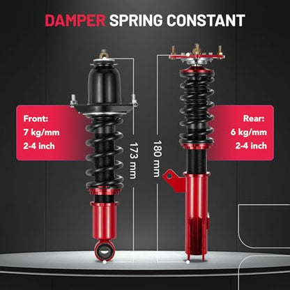 BDFHYK Coilovers Compatible with Toyota Corolla/Matrix 2003-2008 Shock Absorber Replacement 4 PCS, Adjustable Height Coilovers Suspension Kit Lowering Kit, Red - style: Toyota Corolla 2003-2008