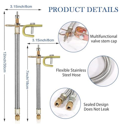 8 Pieces Dual Tire Valve Extension, Brass Valve Stem Extenders 7.1", 11.8" - color: Silver