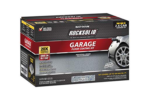 Rust-Oleum RockSolid Garage Floor Coating Kit, Gray, 2.5 Car Kit - color: Gray, size: 1 Count (Pack of 1)
