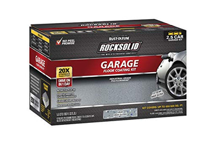 Rust-Oleum RockSolid Garage Floor Coating Kit, Gray, 2.5 Car Kit - color: Gray, size: 1 Count (Pack of 1)