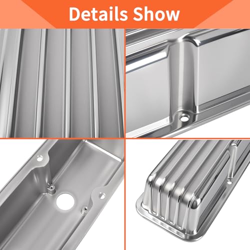 Silver Aluminum Valve Covers Finned 58-86 Tall 327 350 400 - color: Sliver, size: SBC 58-86