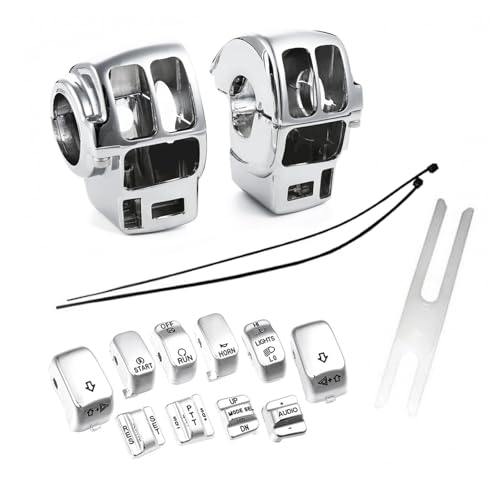 Switch Housings Caps Set Fit for Harley Davidson Electra Glide Road King Tri Glide 1996-2013, Chrome
