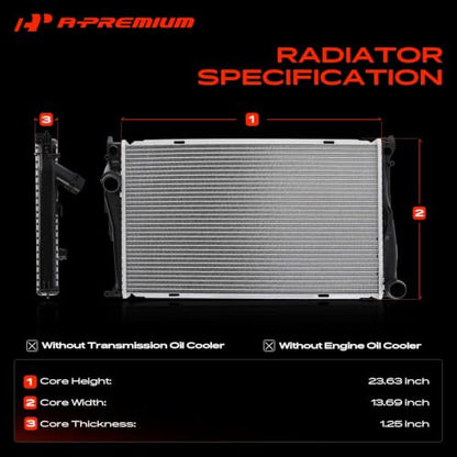 A-Premium Engine Coolant Radiator Assembly Compatible with BMW