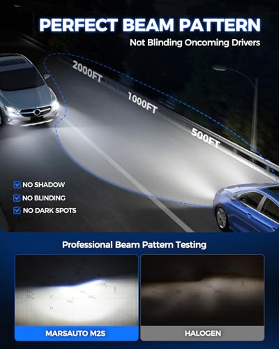 Marsauto 9005/HB3 9006 Fog Light Bulbs Combo, 800% Brighter 80,000LM 6500K Cool White, Fanless 1:1 Mini Size, Pack of 4 - color: White, size: M2S 9005 9006