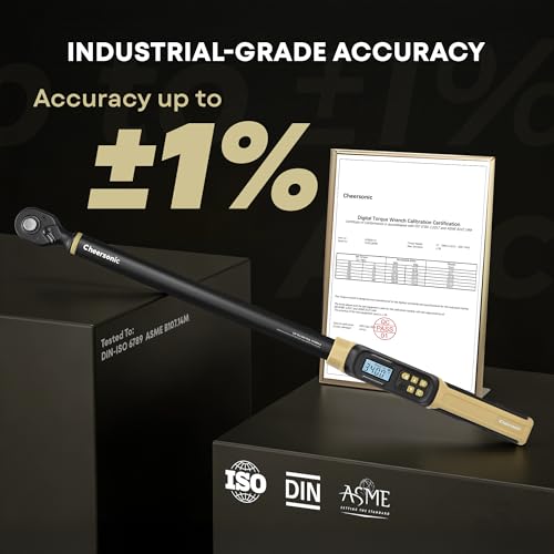 Digital Torque Wrench 1/2 Drive, 12.5-250.8 ft·lb (17-340N.m) ±1% Accuracy Electronic Torque Wrench with Buzzer and LED Heavy Duty Torque Wrench Set with Socket for Car Repair Trucks large machinery - size: 1/2 Drive 12.5-250.8 ft·lb