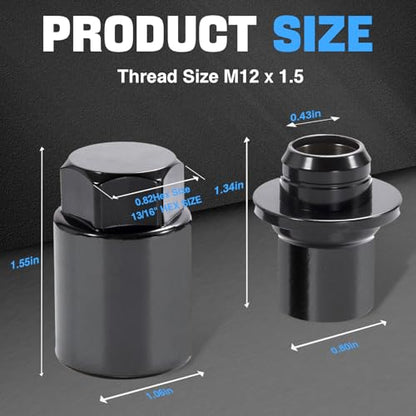 Wheel Lock Lug Nuts Set M12x1.5 Anti Theft Fit Toyota Camry Corolla Tacoma RAV4 Highlander Sienna Prius Venza Avalon C-HR Matrix Celica Mirai Lexus RX350 ES350 IS250 NX200T Replace 00276-00900 - size: 00276-00900 black