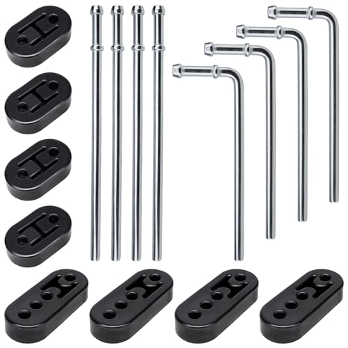 16PCS Universal Exhaust Rubber Hanger Heavy Duty Exhaust Hanger Rod Exhaust Pipe Hanger Weld On - 3/8" Rod 7.6" Long + Straight 10" Long