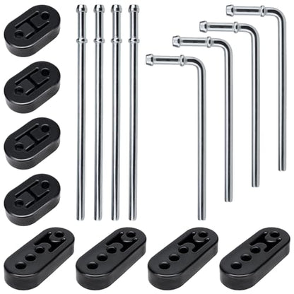 16PCS Universal Exhaust Rubber Hanger Heavy Duty Exhaust Hanger Rod Exhaust Pipe Hanger Weld On - 3/8" Rod 7.6" Long + Straight 10" Long