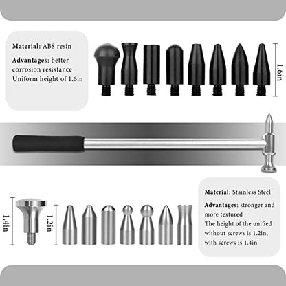 WHDZ Paintless Dent Repair Tools Car Dent Removal Hammer Aluminum Tap Down Tools with Tips - color: Silver
