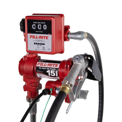 Fill-Rite FR1211HL 12V 15 GPM Fuel Transfer Pump with Standard Mechanical Meter Package, Liters | Gasoline, Diesel, Kerosene, Ethanol & Methanol Blends & Biodiesel - style: Meter (Liters)