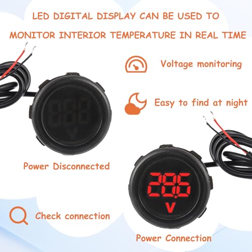 2 Pieces Waterproof DC 4V-100V Voltmeter Gauge (Red) - color: Red, size: Waterproof