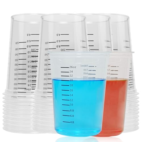 42pcs Resin Mixing Cups, Disposable Measuring Cups, 32oz Graduated Clear Plastic Measuring Cups for Epoxy Resin, Mixing Paint, Pigments - size: 32OZ