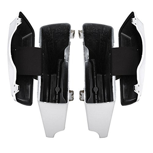 TCMT 5" Extended Saddlebag Trunk W/Lids White Fit For Harley Touring Models CVO Road Glide Road King Street Glide Electra Glide Ultra Classic 1994-2013 - color: White Chrome Latches