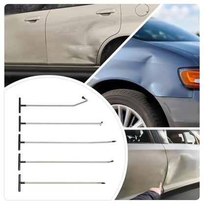 Paintless Dent Repair Kit, Professional Car Dent Puller Set with Taper Head and S/O-Hook Hooks, Stainless Steel Dent Removal Tools for DIY Auto Body Repair