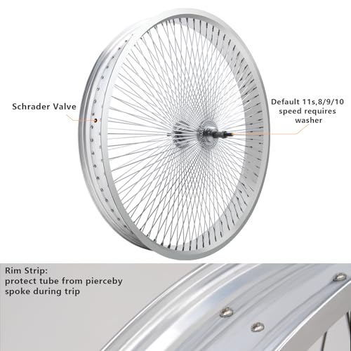 TRACER 140 Spoke 7-speed Bike Rim 26"*3.0 Cruiser Bicycle Disc Brake Wheelset, Polish Front and Rear Rims Set (polish) - style: 7p 26" 3.0 Disc Brake Polish