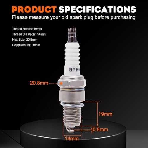 HIPA BPR6ES Spark Plug Replaces Torch F6RTC Champion RN9YC NGK BPR6ES - size: BPR6ES 2pack