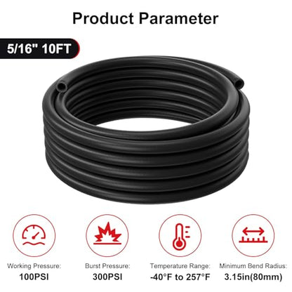 5/16 Heater Hose, 5/16" Coolant Radiator Hose SAE 20R3 Black 10FT - size: 5/16 10FT