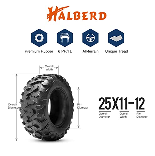 HALBERD ATV Tire, 25x11-12, 6PR All Terrain - size: 25x11-12