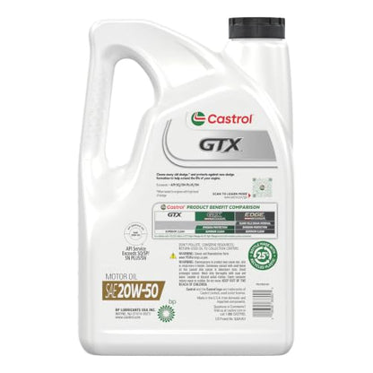 Castrol GTX 20W-50 Conventional Motor Oil, 5 Quarts - size: 5 Quarts
