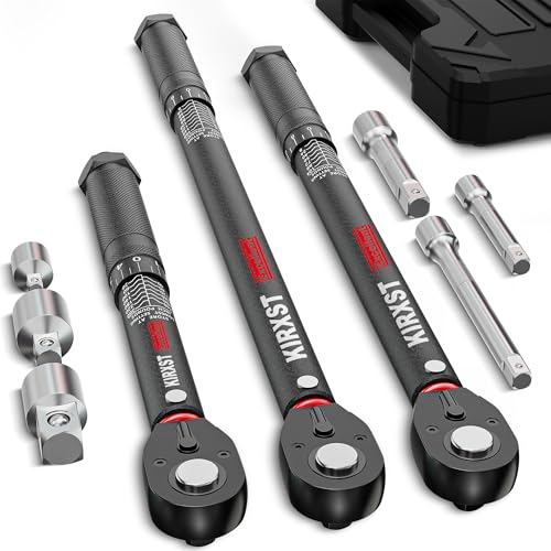 9PCS 1/4" 3/8" 1/2" Drive Click Torque Wrench, 72 Teeth Dual-Direction Adjustable, ±3% Accuracy Click Torque Wrench Set for Car, Motorcycle Maintenance - size: 9pcs