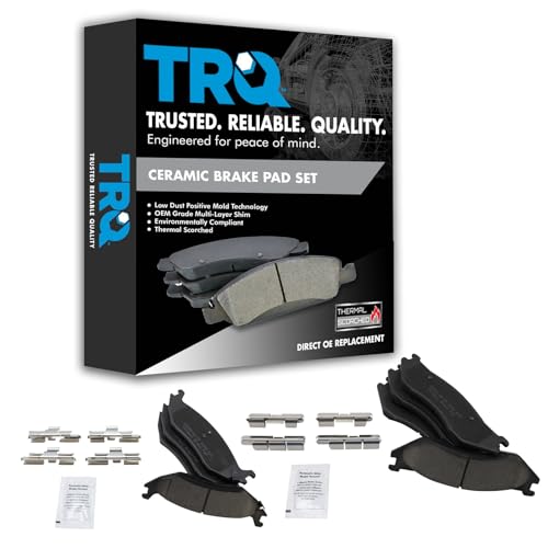 TRQ Front and Rear Brake Pads Ceramic - color: Ceramic, size: BFA12933