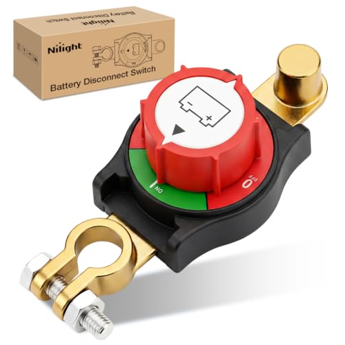 Nilight Top Post Battery Disconnect Switch 12V-48V 275A - color: 275A Top Post ON/Off Switch Round