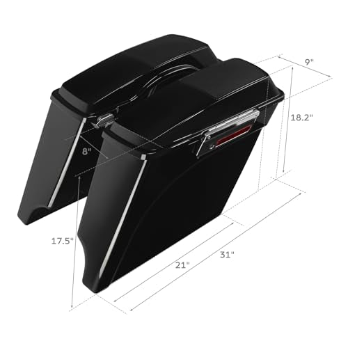 TCMT 5" Extended Saddlebag Speaker Lid & Conversion Bracket Fit For Harley Softail Heritage Deluxe Models 1984-2017 (except Deuce & Slim Models) - color: Black Conversion Brackets, size: Style E(Chrome Latches 6X9" Speaker Lids)