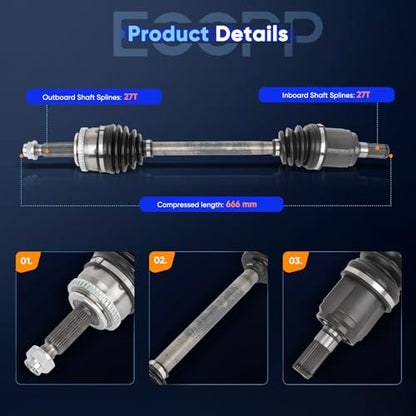 ECCPP CV Axle Shaft Assembly fit for 2013-2018 for Hyundai Elantra Coupe/GT - size: 175804