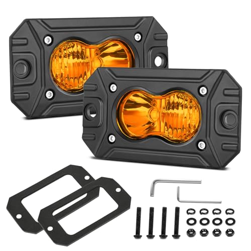 Flush Mount Pod Lights Amber Off Road Fog Driving Lights 4" - color: Amber Flush