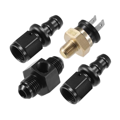 Coolant Hose Thermostat Switch Kit, 6AN 150'F on - 135'F Off Transmission Cooler Sensor Fan Oil Cooler Radiator Electric Switch Fitting Universal for Car Truck Metal Black - size: 150'F on - 135'F